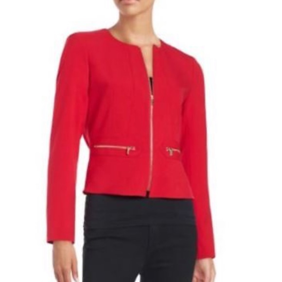 Calvin Klein Jackets & Blazers - Calvin Klein Bright Red Zip Front Career Blazer